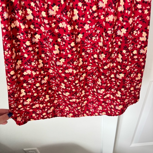 Kimchee Blue Silky Sabrina Shirt Dress Size Small Red Floral ASO Vampire Diaries - Picture 14 of 16